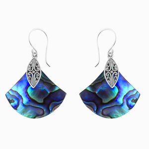 Abalone Shell Earrings, set in Sterling Silver 925. French Wire Fish Hooks.